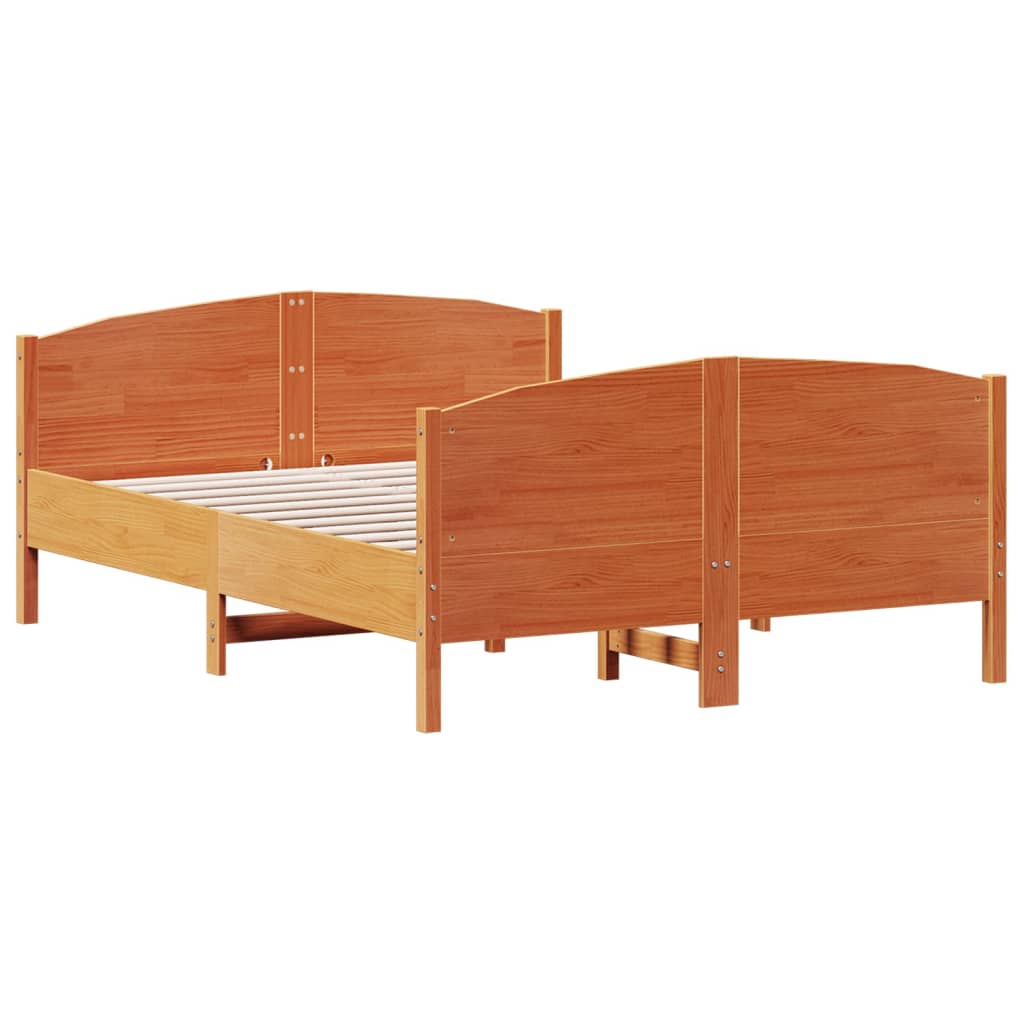 Bed Frame without Mattress Wax Brown 120x190 cm Small Double Solid Wood Pine - Bargainia.com - 