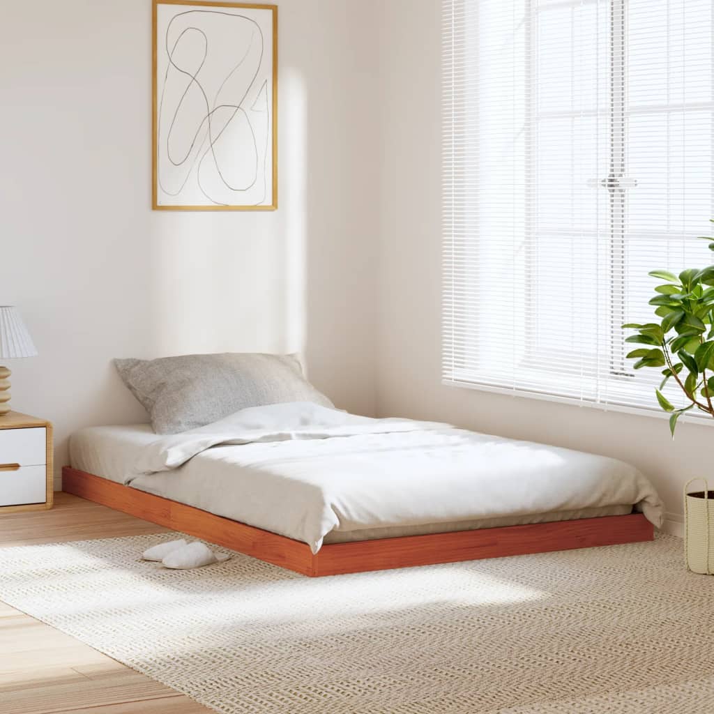 Bed Frame without Mattress Wax Brown 120x190 cm Small Double Solid Wood Pine - Bargainia.com - 