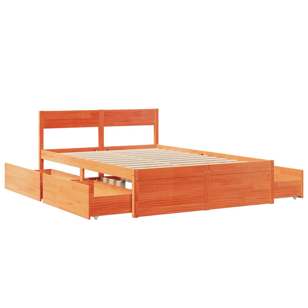 Bed Frame without Mattress Wax Brown 120x190 cm Small Double Solid Wood Pine - Bargainia.com - 