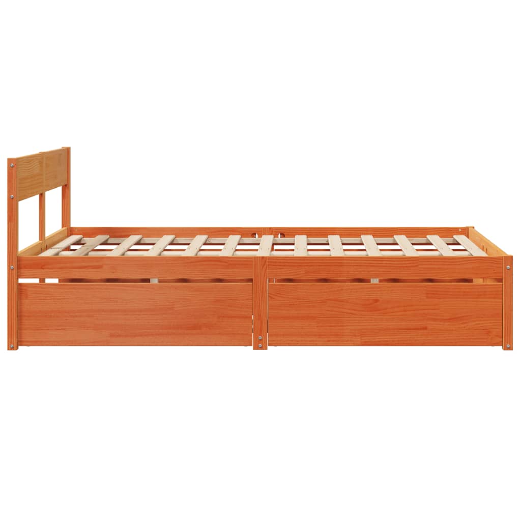 Bed Frame without Mattress Wax Brown 120x190 cm Small Double Solid Wood Pine - Bargainia.com - 