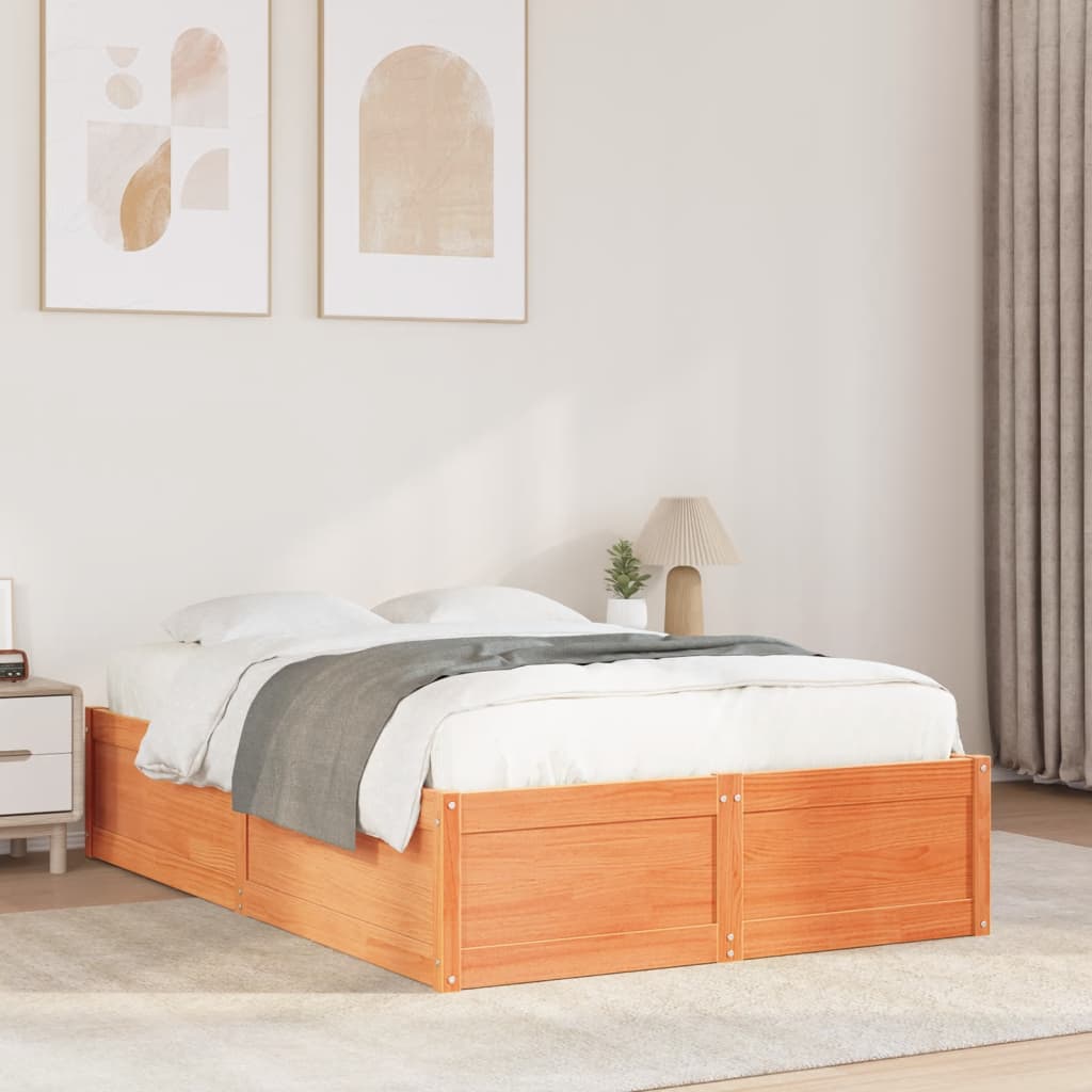 Bed Frame without Mattress Wax Brown 120x190 cm Small Double Solid Wood Pine - Bargainia.com - 