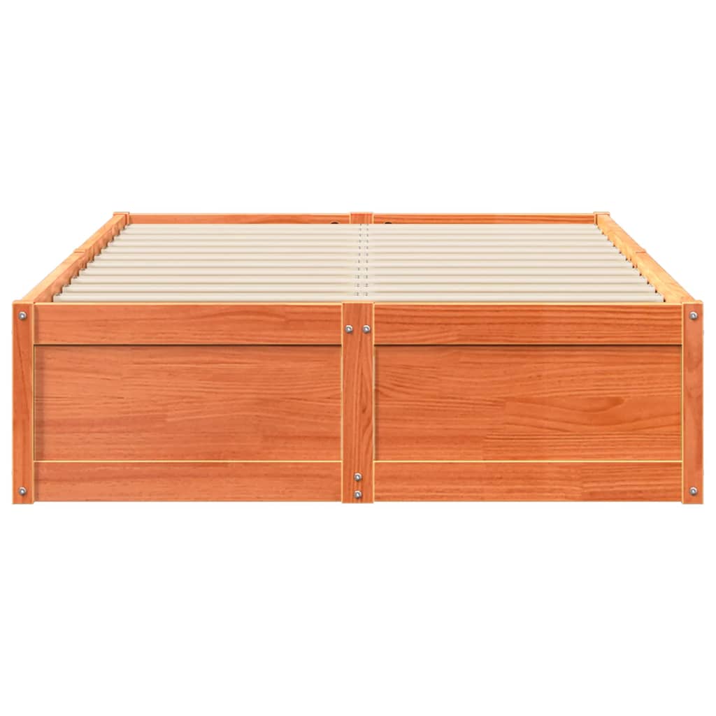 Bed Frame without Mattress Wax Brown 120x190 cm Small Double Solid Wood Pine - Bargainia.com - 