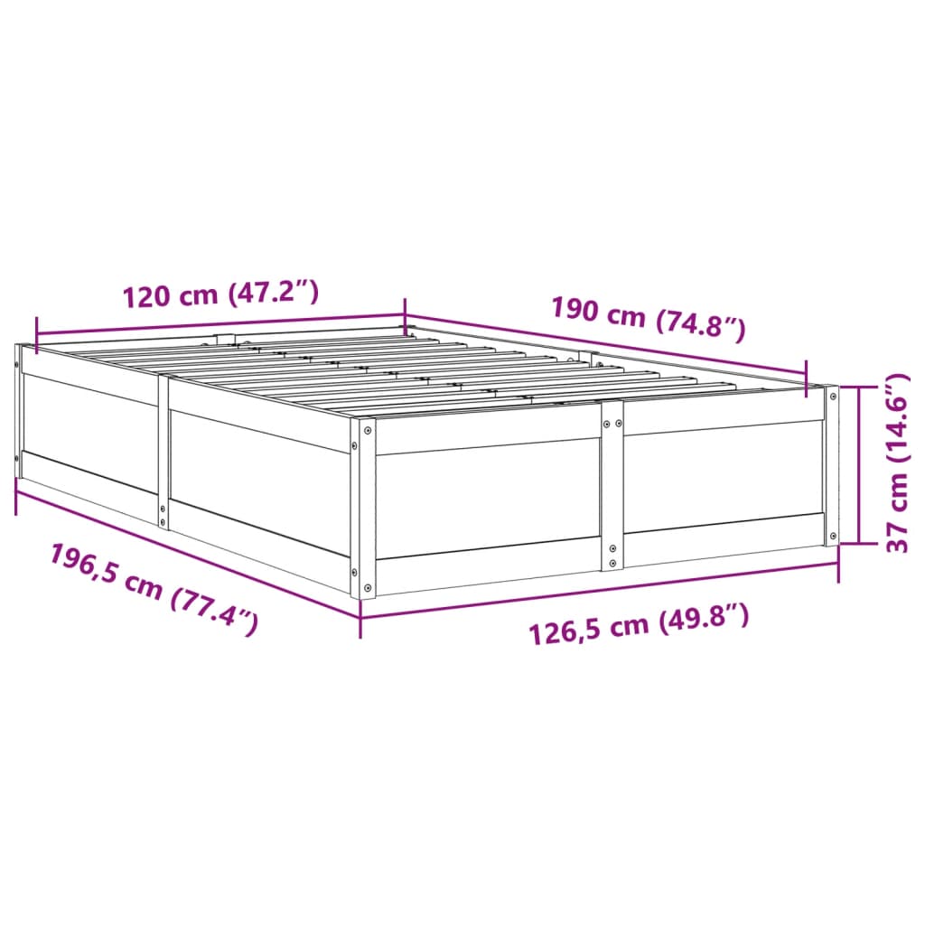 Bed Frame without Mattress Wax Brown 120x190 cm Small Double Solid Wood Pine - Bargainia.com - 