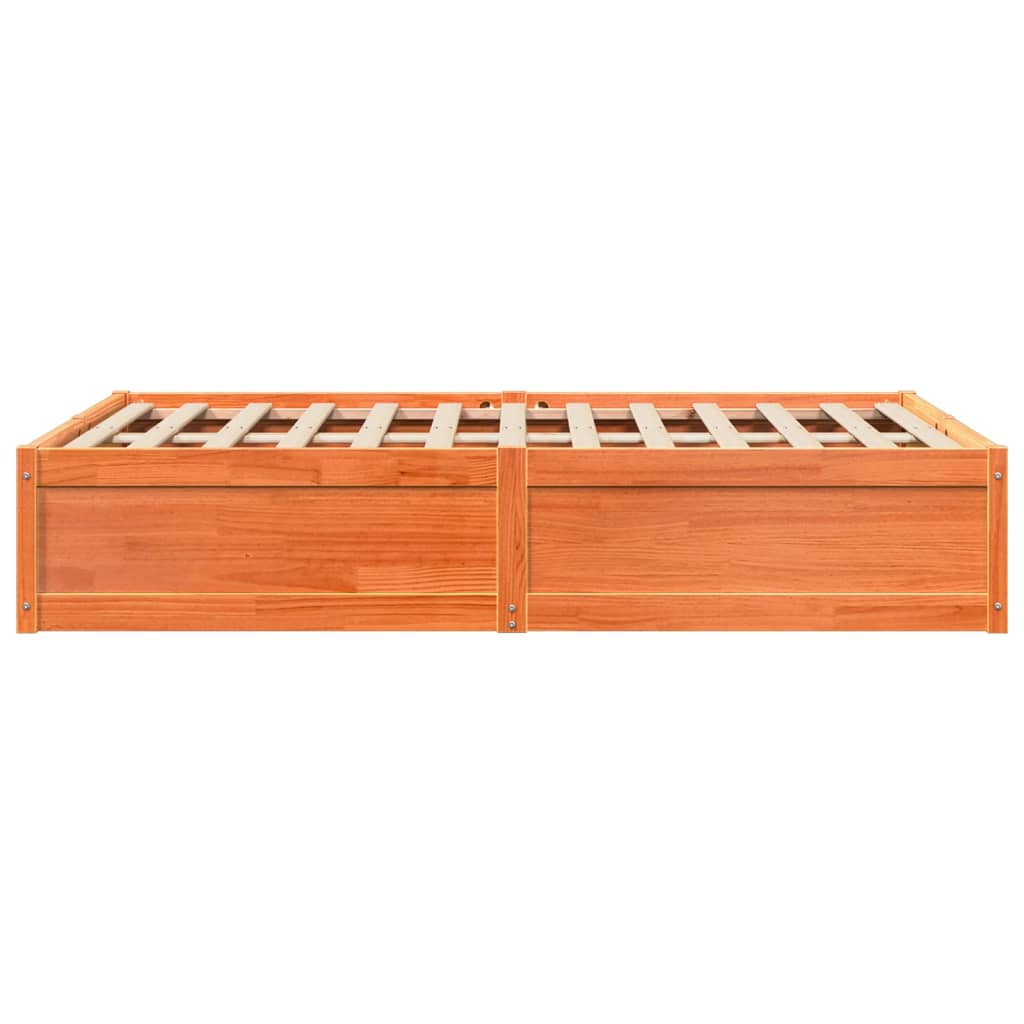 Bed Frame without Mattress Wax Brown 120x190 cm Small Double Solid Wood Pine - Bargainia.com - 