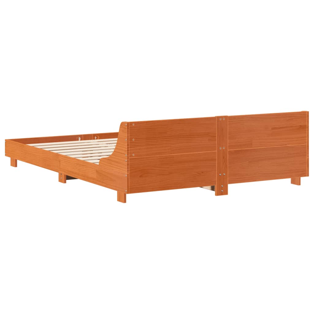 Bed Frame without Mattress Wax Brown 120x190 cm Small Double Solid Wood Pine - Bargainia.com - 