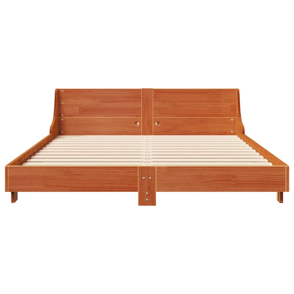 Bed Frame without Mattress Wax Brown 120x190 cm Small Double Solid Wood Pine - Bargainia.com - 