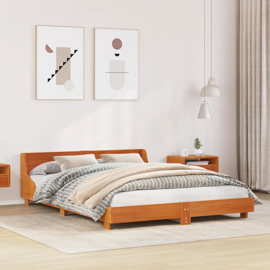 Bed Frame without Mattress Wax Brown 120x190 cm Small Double Solid Wood Pine - Bargainia.com - 