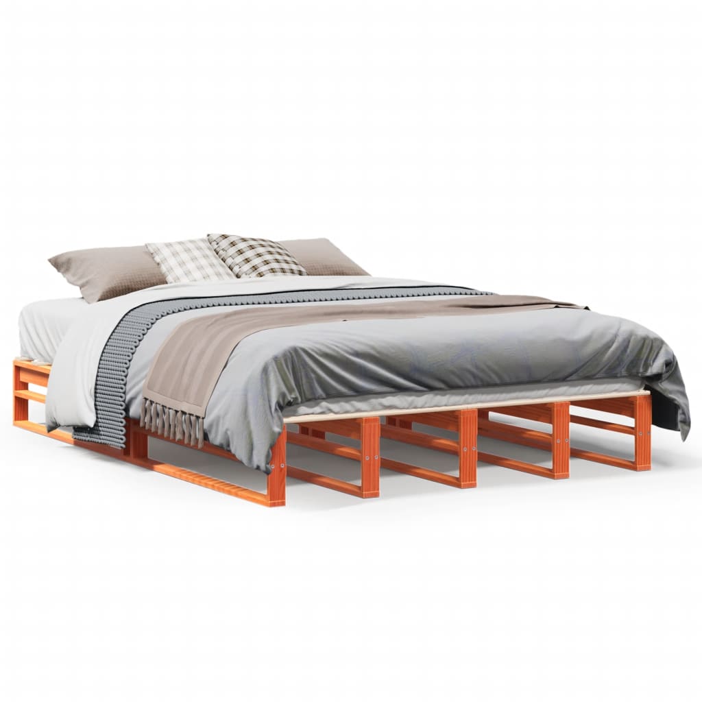 Bed Frame without Mattress Wax Brown 120x190 cm Small Double Solid Wood Pine - Bargainia.com - 
