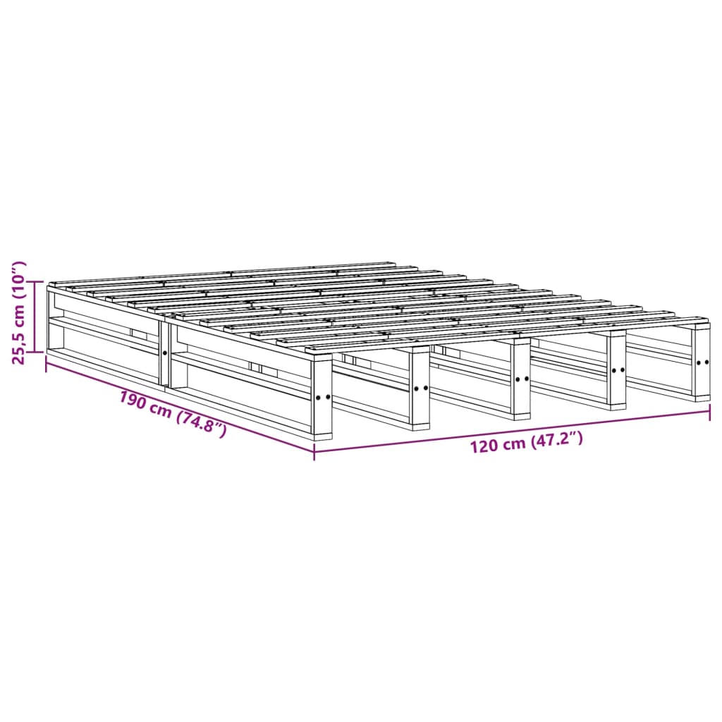 Bed Frame without Mattress Wax Brown 120x190 cm Small Double Solid Wood Pine - Bargainia.com - 
