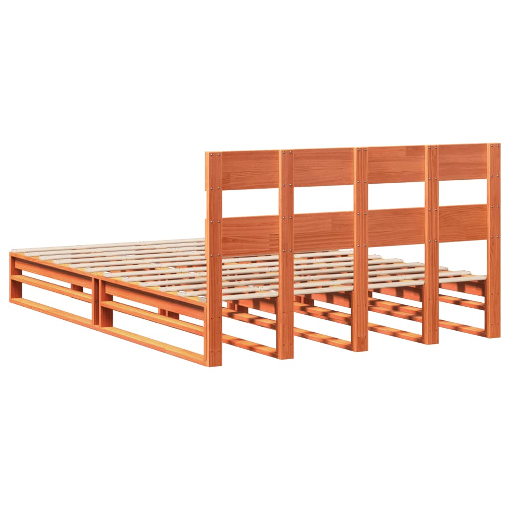 Bed Frame without Mattress Wax Brown 120x190 cm Small Double Solid Wood Pine - Bargainia.com - 