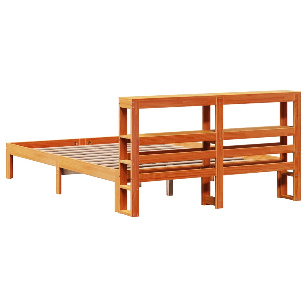 Bed Frame without Mattress Wax Brown 120x190 cm Small Double Solid Wood Pine - Bargainia.com - 