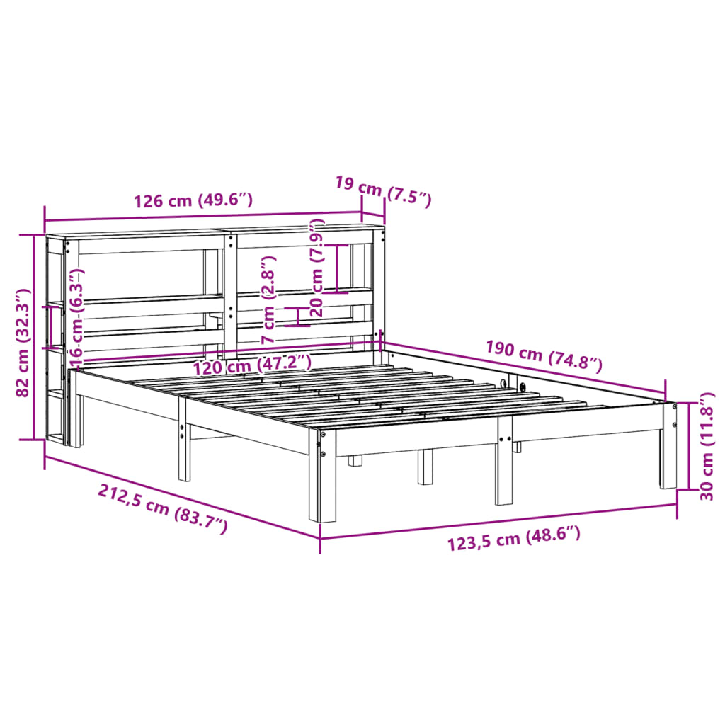 Bed Frame without Mattress Wax Brown 120x190 cm Small Double Solid Wood Pine - Bargainia.com - 