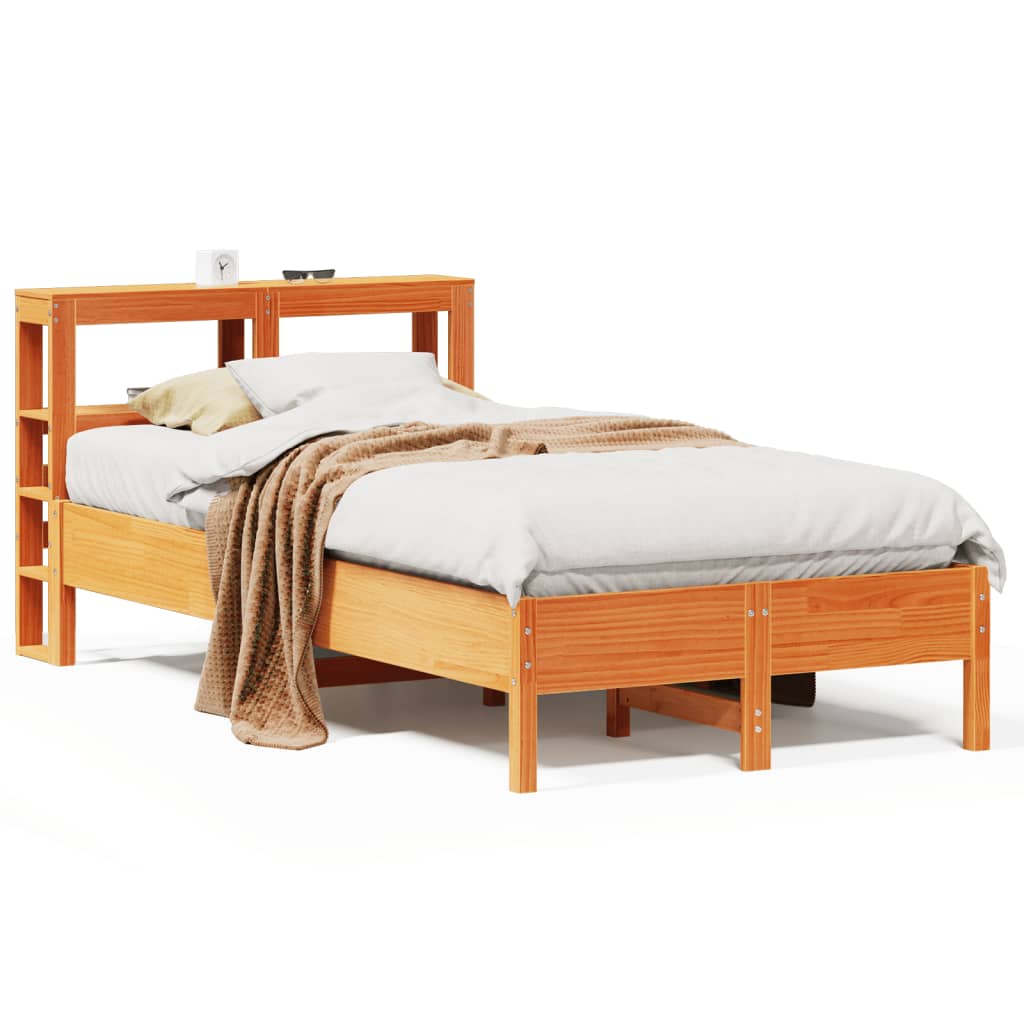 Bed Frame without Mattress Wax Brown 120x190 cm Small Double Solid Wood Pine - Bargainia.com - 