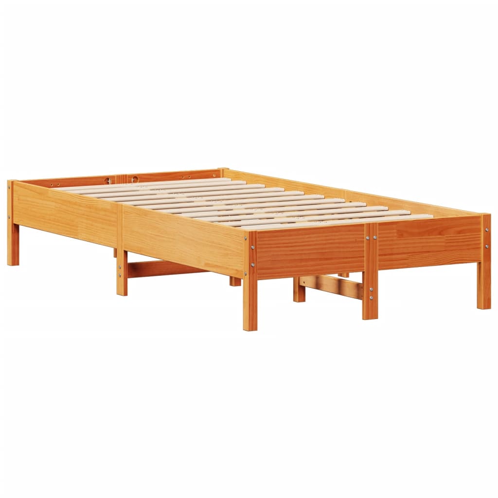 Bed Frame without Mattress Wax Brown 120x190 cm Small Double Solid Wood Pine - Bargainia.com - 