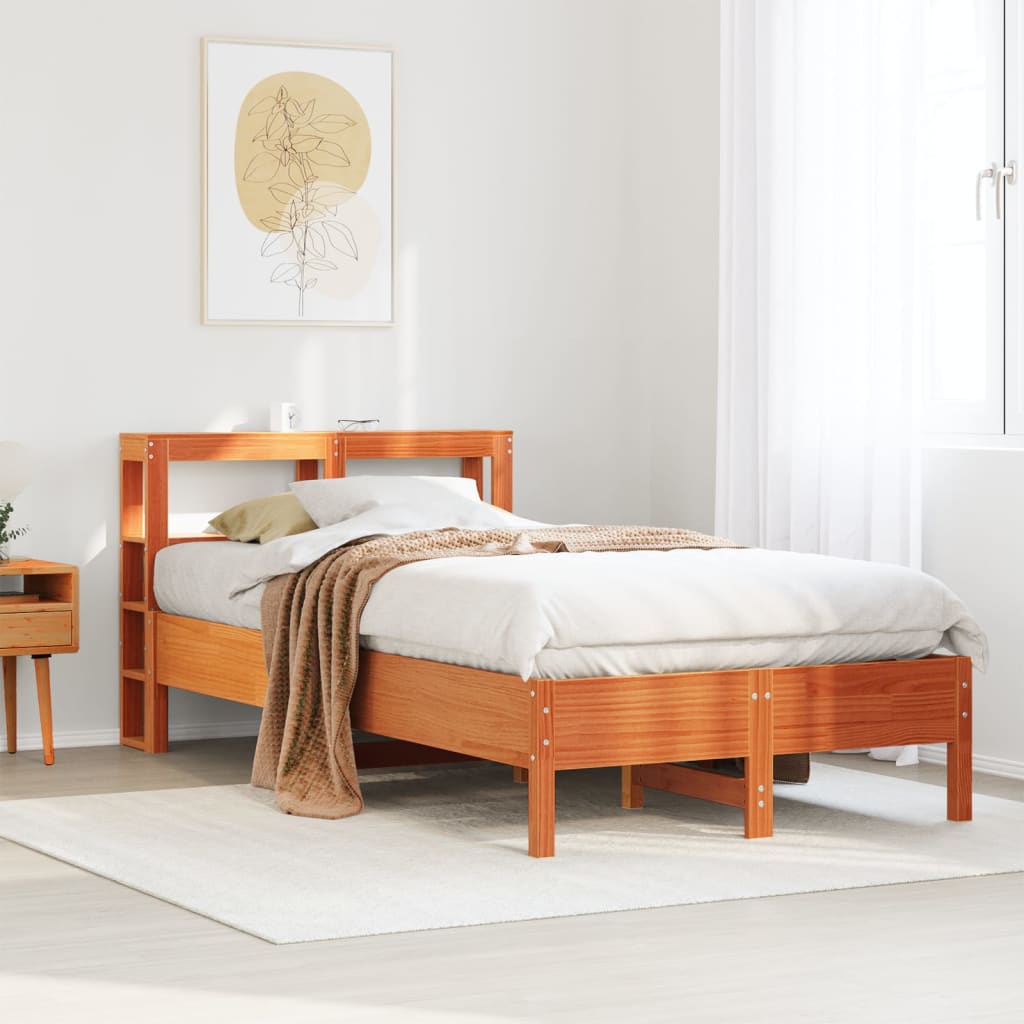 Bed Frame without Mattress Wax Brown 120x190 cm Small Double Solid Wood Pine - Bargainia.com - 