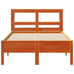 Bed Frame without Mattress Wax Brown 120x190 cm Small Double Solid Wood Pine - Bargainia.com - 