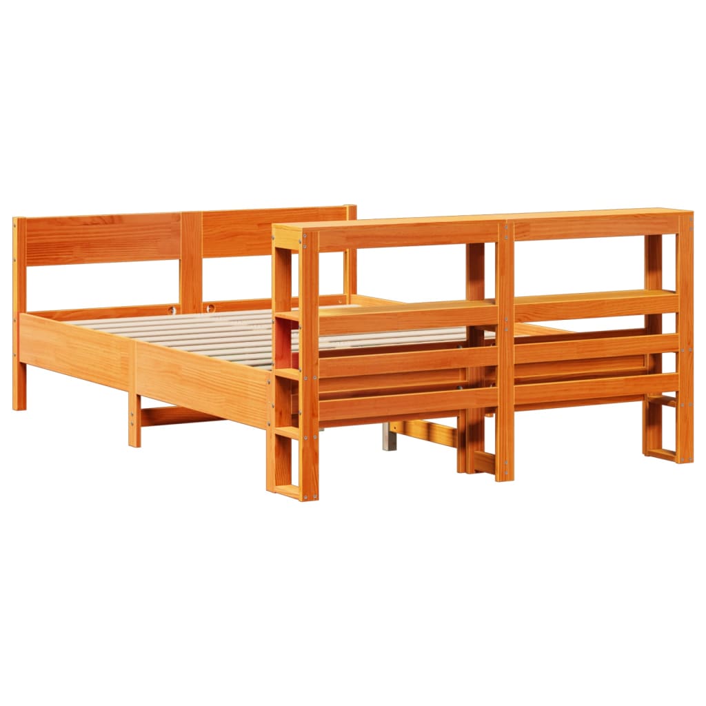 Bed Frame without Mattress Wax Brown 120x190 cm Small Double Solid Wood Pine - Bargainia.com - 