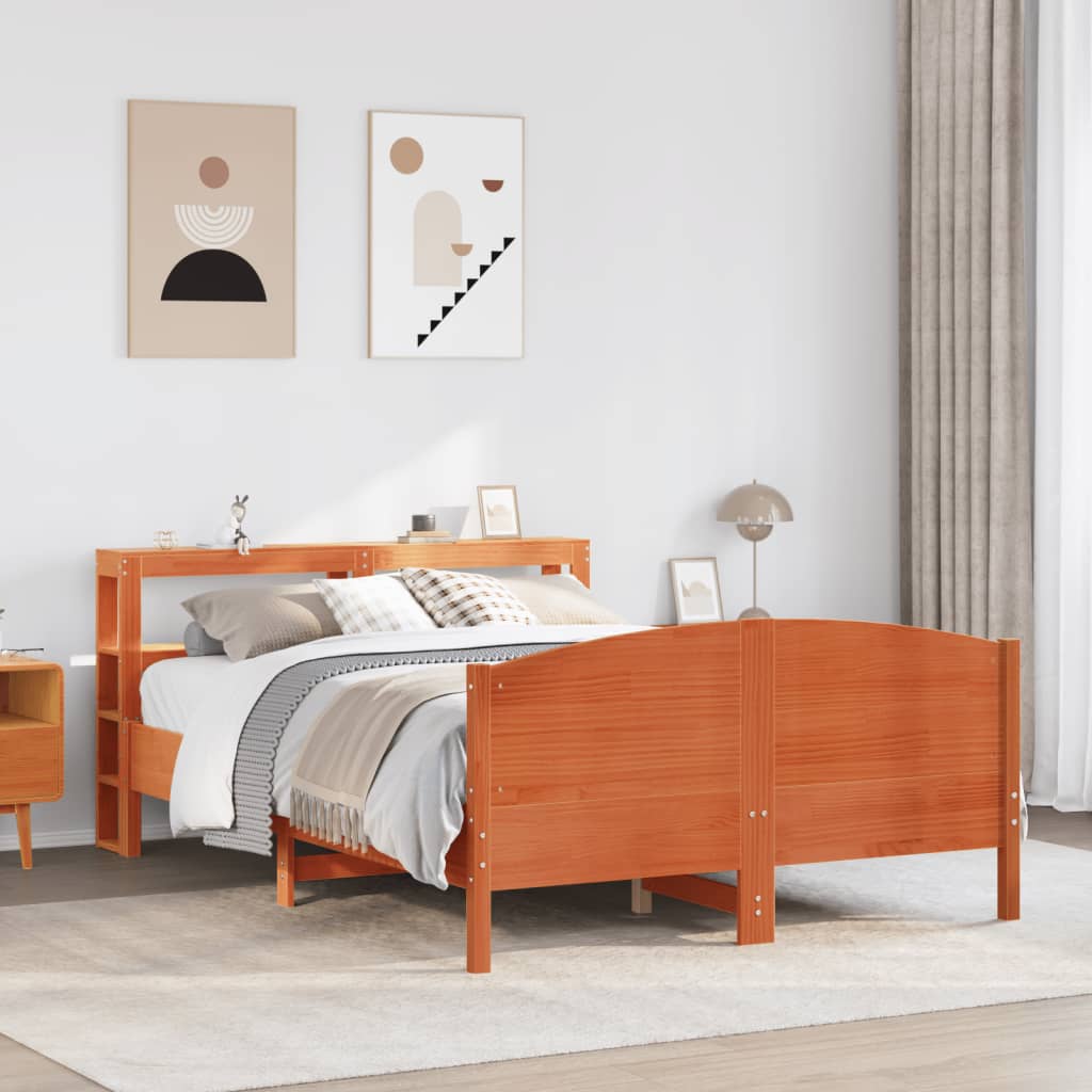 Bed Frame without Mattress Wax Brown 120x190 cm Small Double Solid Wood Pine - Bargainia.com - 