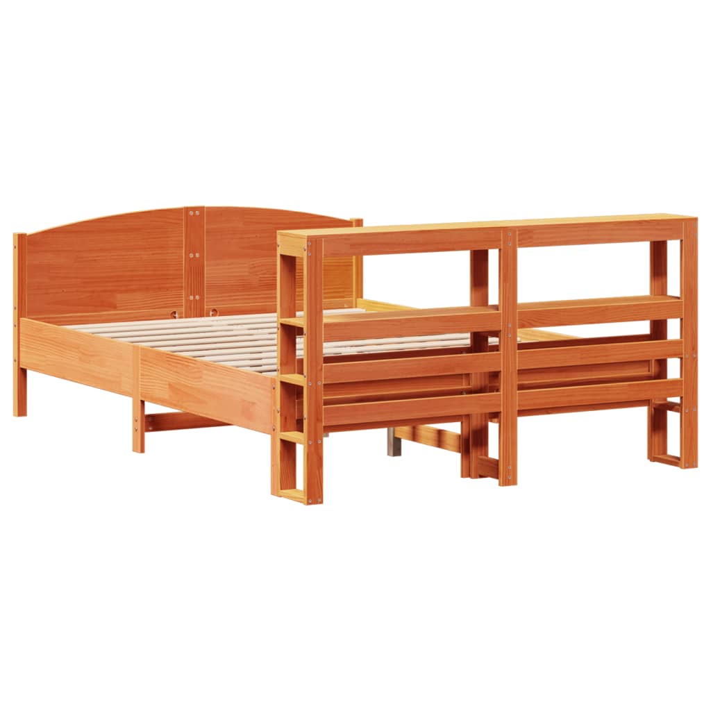 Bed Frame without Mattress Wax Brown 120x190 cm Small Double Solid Wood Pine - Bargainia.com - 