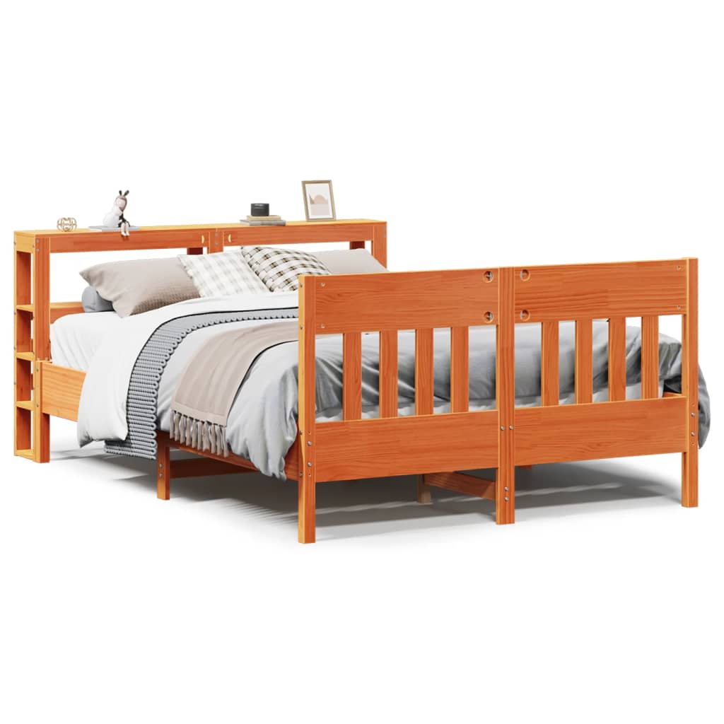Bed Frame without Mattress Wax Brown 120x190 cm Small Double Solid Wood Pine - Bargainia.com - 