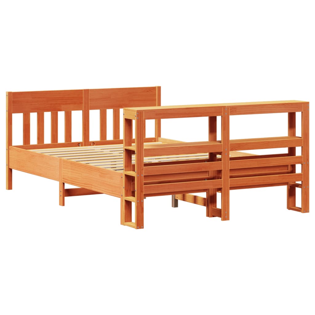 Bed Frame without Mattress Wax Brown 120x190 cm Small Double Solid Wood Pine - Bargainia.com - 