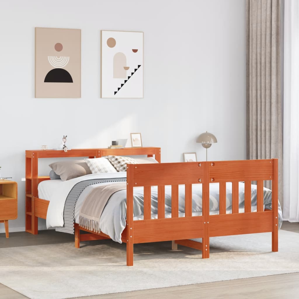 Bed Frame without Mattress Wax Brown 120x190 cm Small Double Solid Wood Pine - Bargainia.com - 