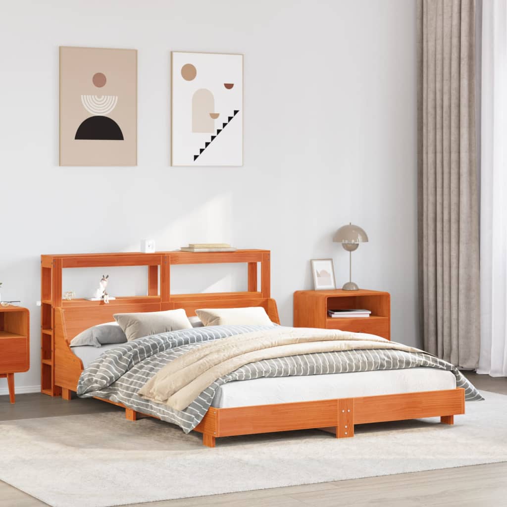 Bed Frame without Mattress Wax Brown 120x190 cm Small Double Solid Wood Pine - Bargainia.com - 