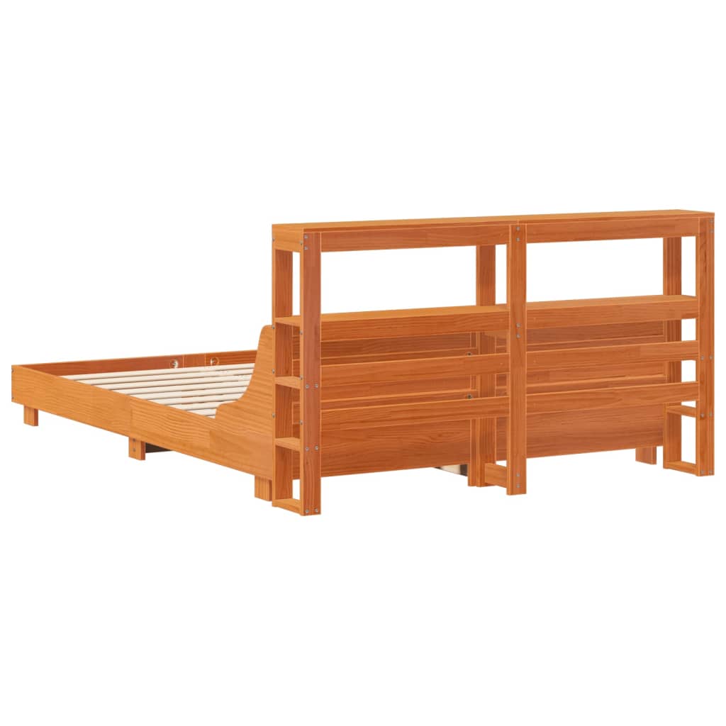 Bed Frame without Mattress Wax Brown 120x190 cm Small Double Solid Wood Pine - Bargainia.com - 