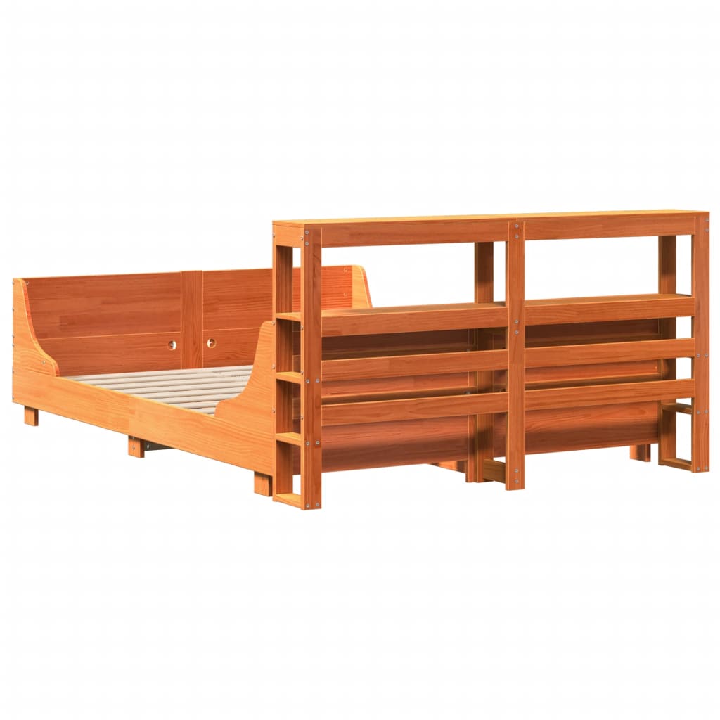 Bed Frame without Mattress Wax Brown 120x190 cm Small Double Solid Wood Pine - Bargainia.com - 