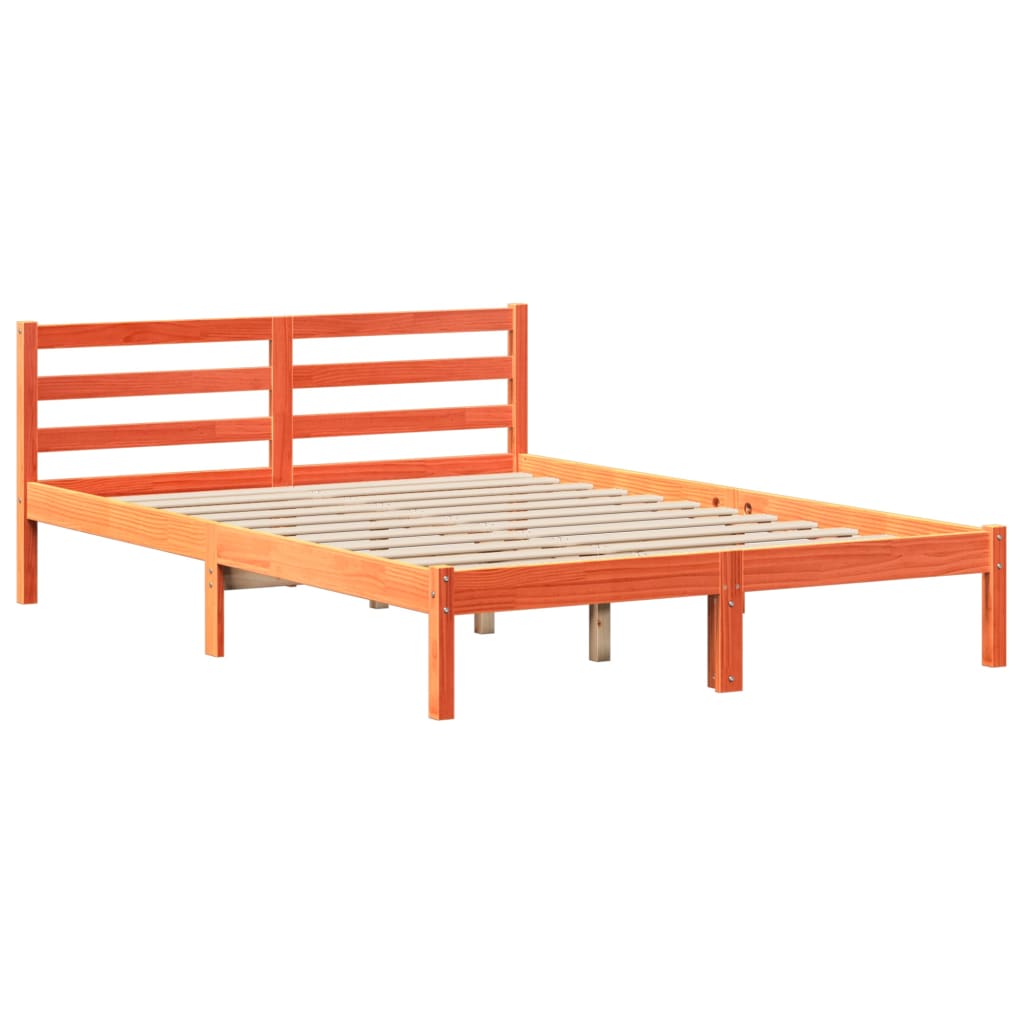 Bed Frame without Mattress Wax Brown 120x190 cm Small Double Solid Wood Pine - Bargainia.com - 