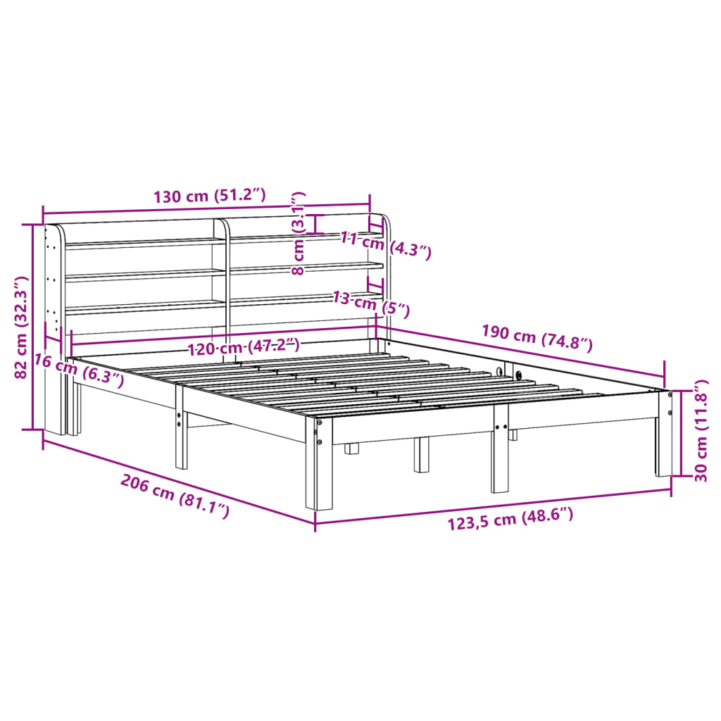 Bed Frame without Mattress Wax Brown 120x190 cm Small Double Solid Wood Pine - Bargainia.com - 