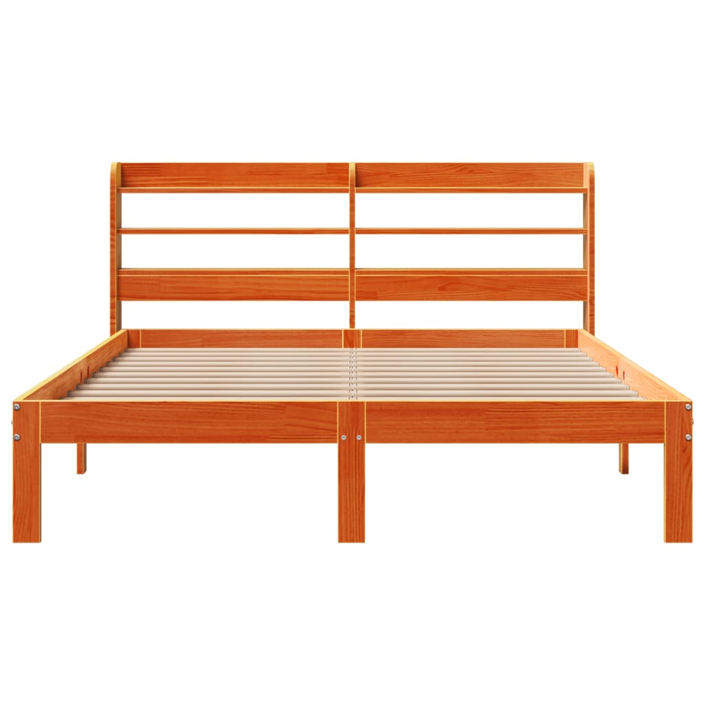 Bed Frame without Mattress Wax Brown 120x190 cm Small Double Solid Wood Pine - Bargainia.com - 