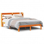 Bed Frame without Mattress Wax Brown 120x190 cm Small Double Solid Wood Pine - Bargainia.com - 