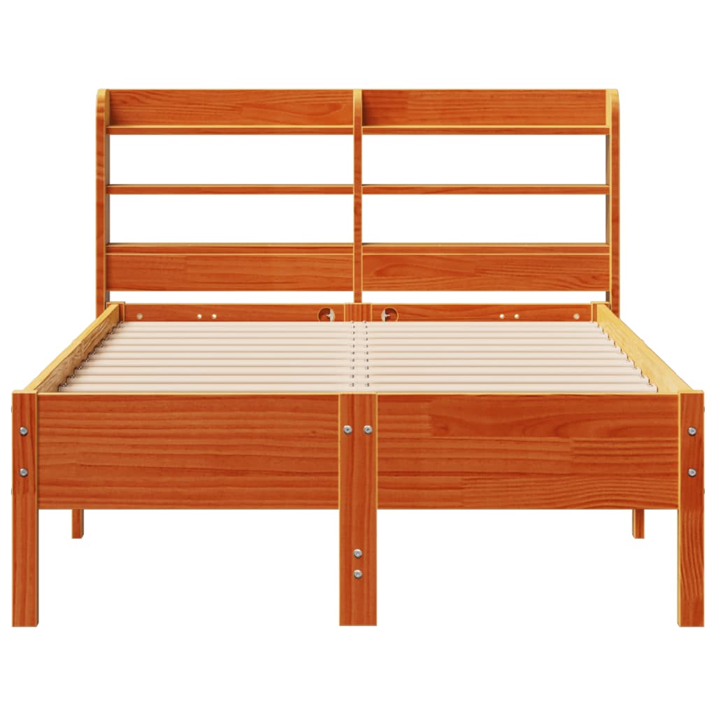 Bed Frame without Mattress Wax Brown 120x190 cm Small Double Solid Wood Pine - Bargainia.com - 