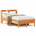 Bed Frame without Mattress Wax Brown 120x190 cm Small Double Solid Wood Pine - Bargainia.com - 