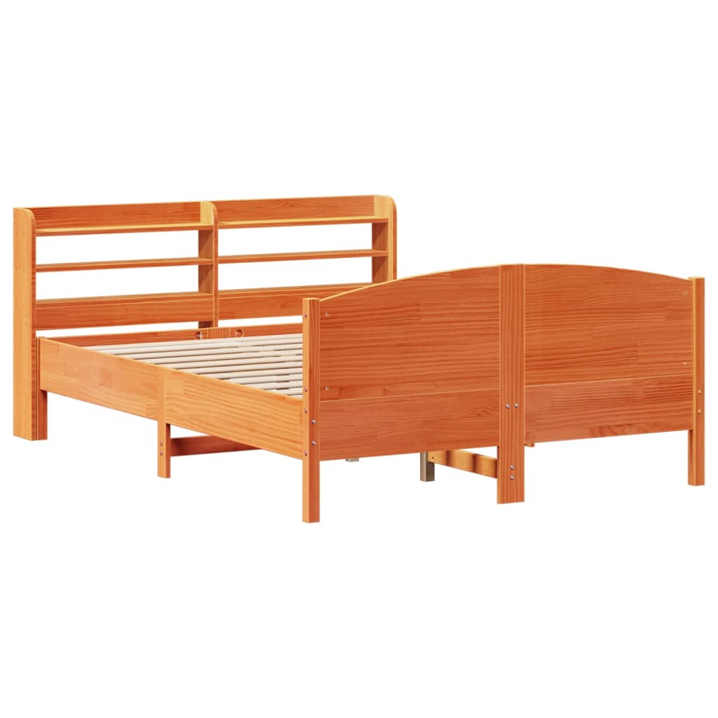 Bed Frame without Mattress Wax Brown 120x190 cm Small Double Solid Wood Pine - Bargainia.com - 