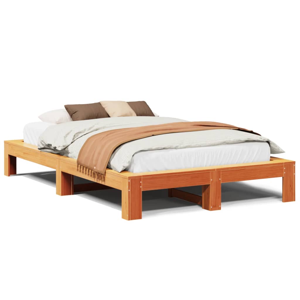 Bed Frame without Mattress Wax Brown 120x190 cm Small Double Solid Wood Pine - Bargainia.com - 