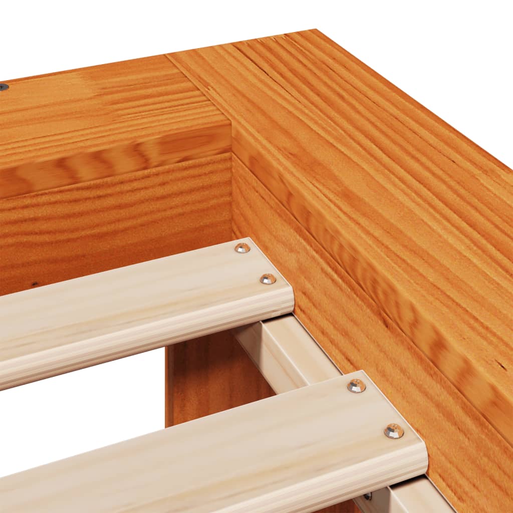 Bed Frame without Mattress Wax Brown 120x190 cm Small Double Solid Wood Pine - Bargainia.com - 