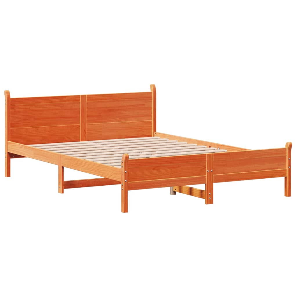 Bed Frame without Mattress Wax Brown 120x190 cm Small Double Solid Wood Pine - Bargainia.com - 