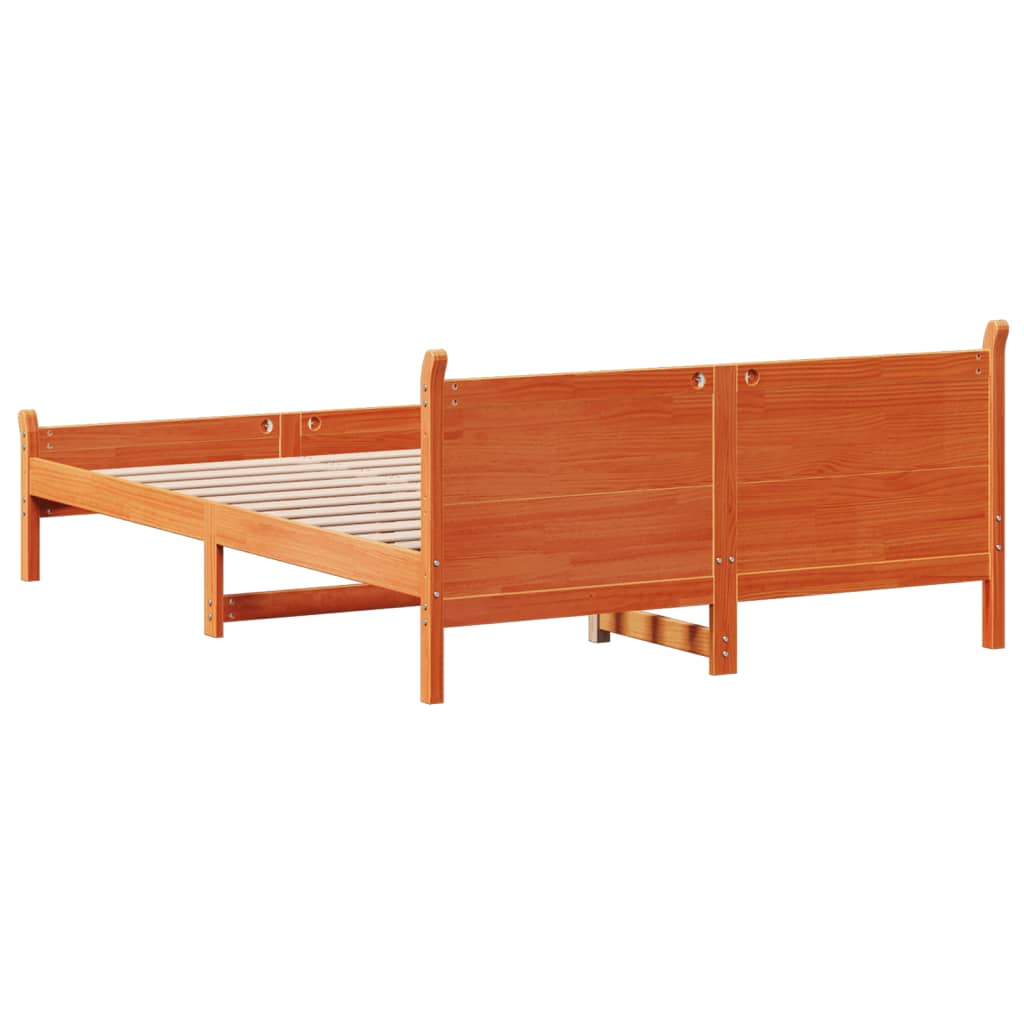 Bed Frame without Mattress Wax Brown 120x190 cm Small Double Solid Wood Pine - Bargainia.com - 