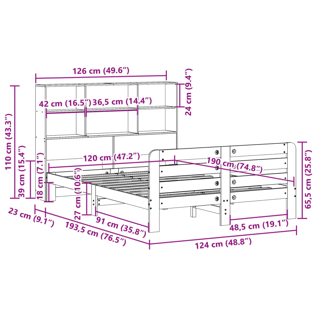 Bed Frame without Mattress Wax Brown 120x190 cm Small Double Solid Wood Pine - Bargainia.com - 