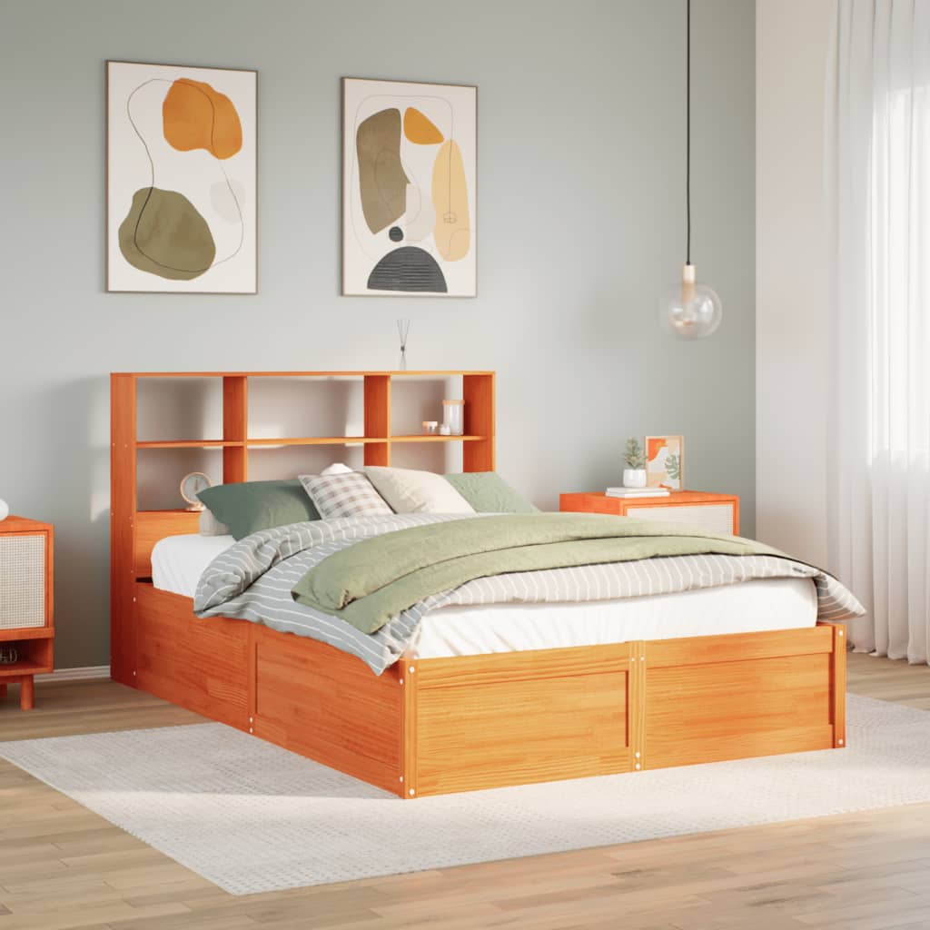 Bed Frame without Mattress Wax Brown 120x190 cm Small Double Solid Wood Pine - Bargainia.com - 
