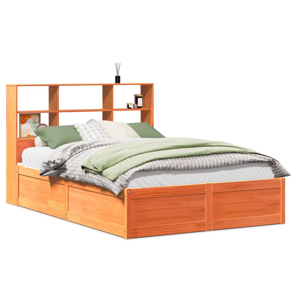 Bed Frame without Mattress Wax Brown 120x190 cm Small Double Solid Wood Pine - Bargainia.com - 