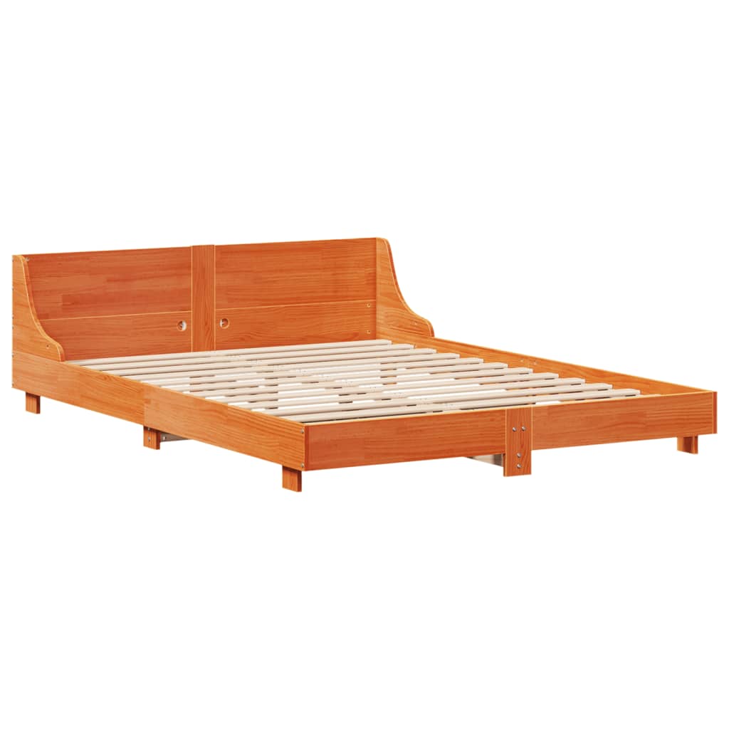 Bed Frame without Mattress Wax Brown 120x190 cm Small Double Solid Wood Pine - Bargainia.com - 