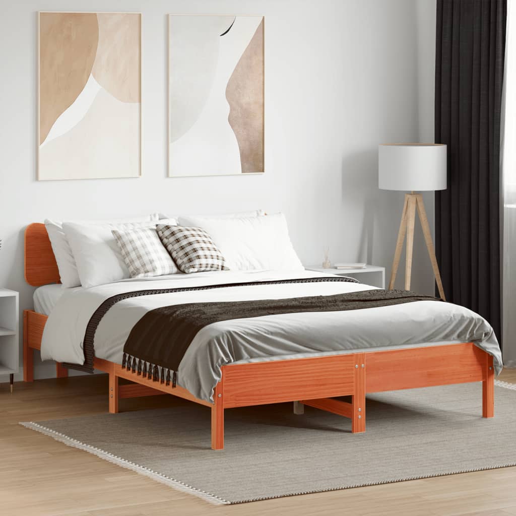 Bed Frame without Mattress Wax Brown 120x190 cm Small Double Solid Wood Pine - Bargainia.com - 