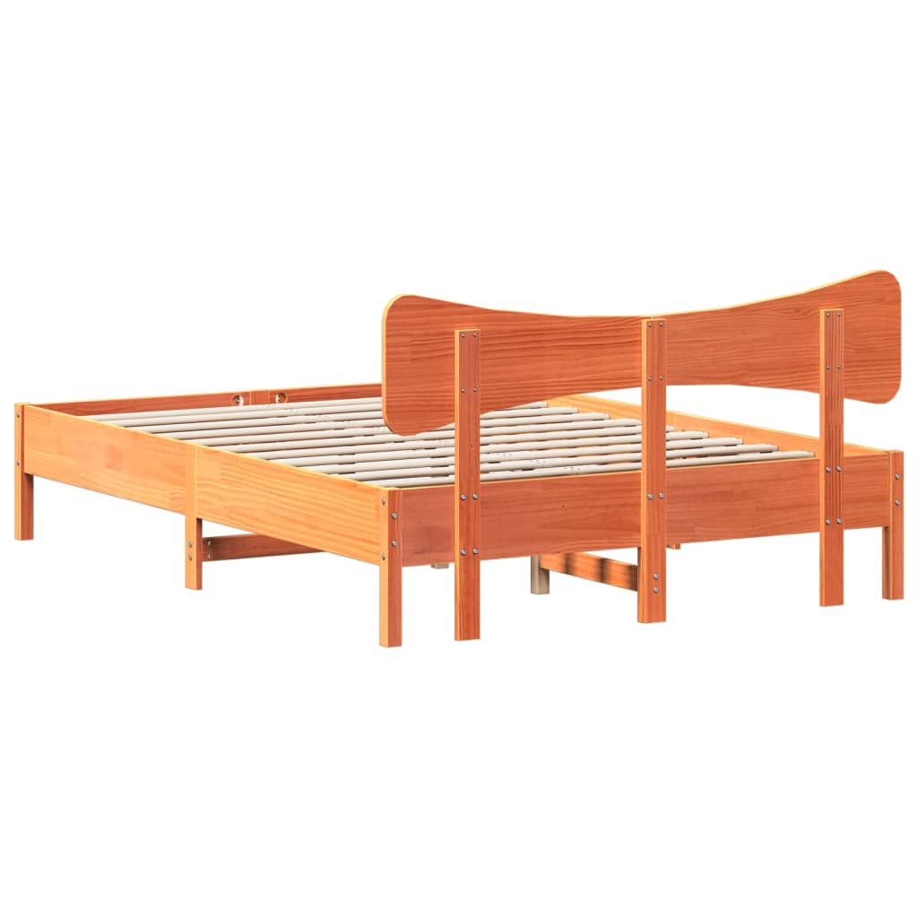 Bed Frame without Mattress Wax Brown 120x190 cm Small Double Solid Wood Pine - Bargainia.com - 