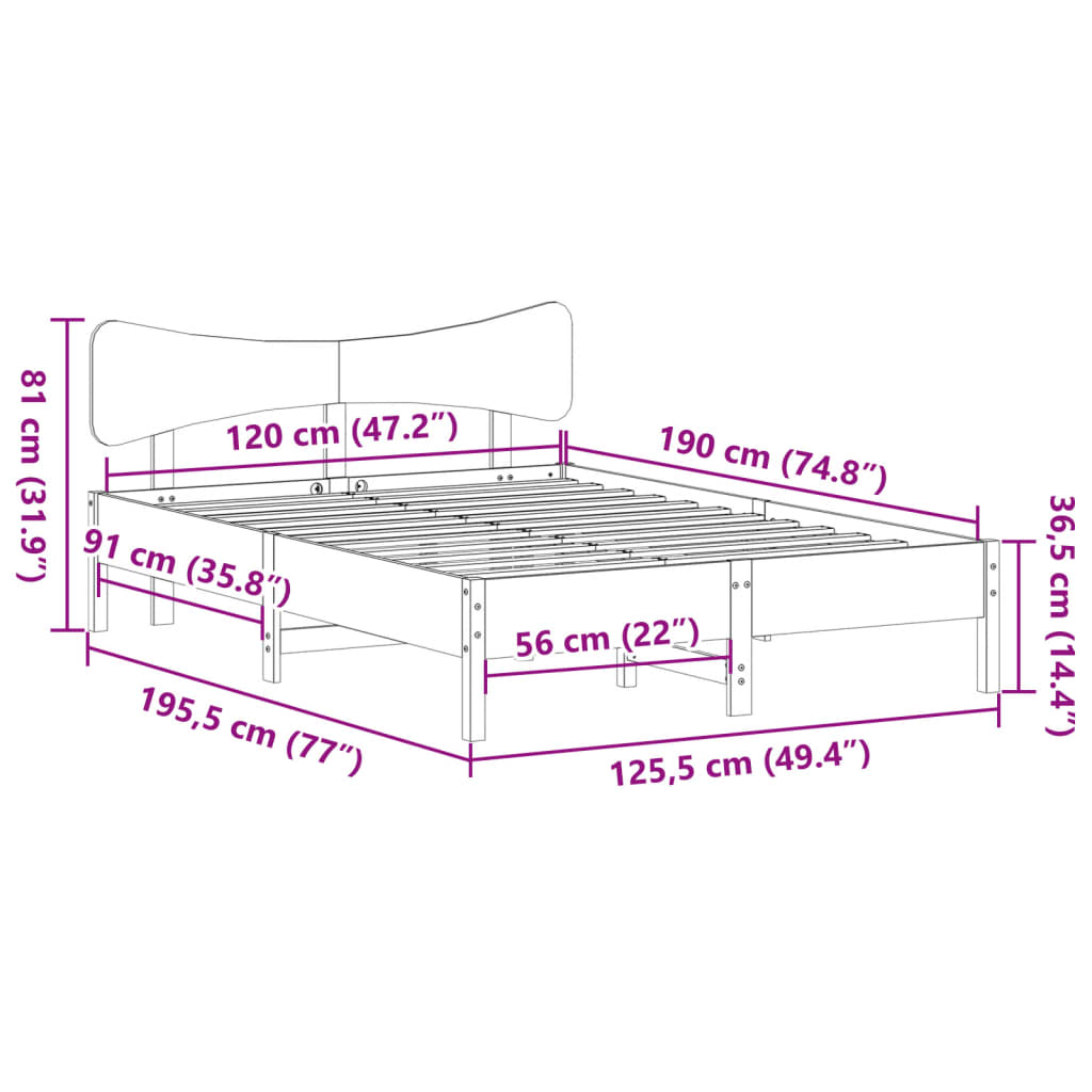 Bed Frame without Mattress Wax Brown 120x190 cm Small Double Solid Wood Pine - Bargainia.com - 