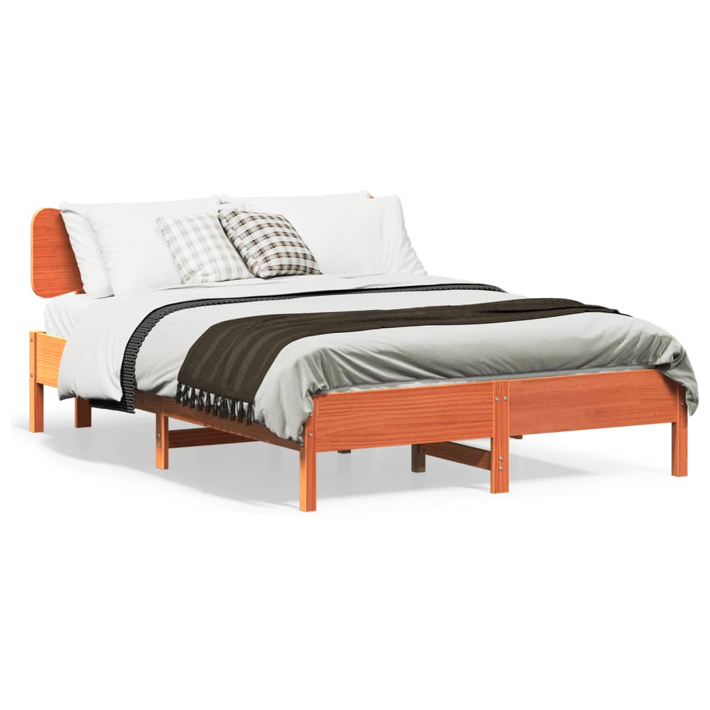 Bed Frame without Mattress Wax Brown 120x190 cm Small Double Solid Wood Pine - Bargainia.com - 