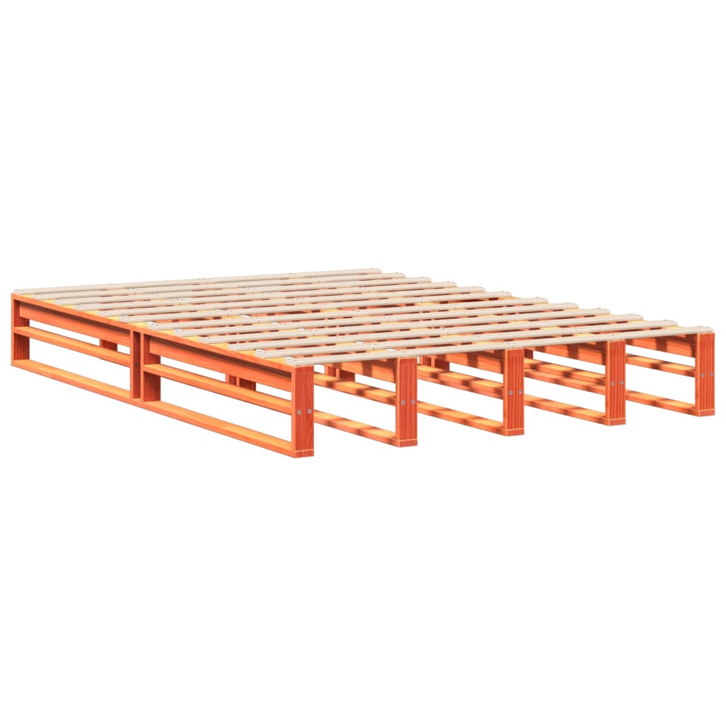 Bed Frame without Mattress Wax Brown 135x190 cm Double Solid Wood Pine - Bargainia.com - 