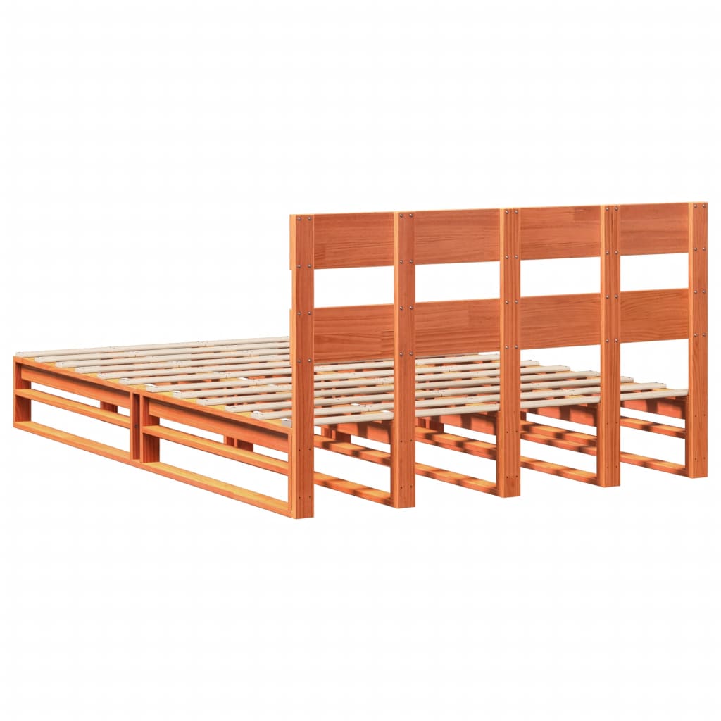 Bed Frame without Mattress Wax Brown 135x190 cm Double Solid Wood Pine - Bargainia.com - 